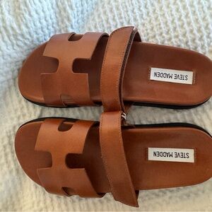Steve Madden Mayven Camel Leather Sandals